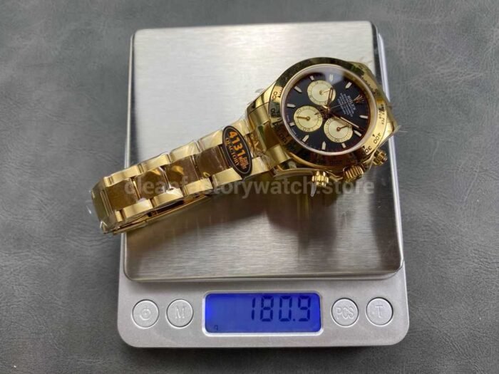 QF Factory CounterWeight Rolex Daytona 126508 0002 40mm Full Yellow Gold Champagne Eye Black Dial 5 Super Clone Watch,Clean Factory Watch