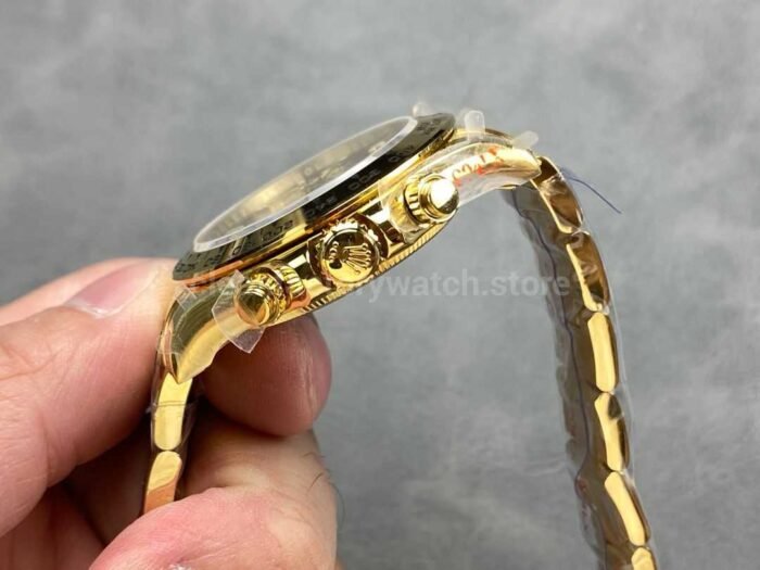 QF Factory CounterWeight Rolex Daytona 126508 0002 40mm Full Yellow Gold Champagne Eye Black Dial 8 Super Clone Watch,Clean Factory Watch
