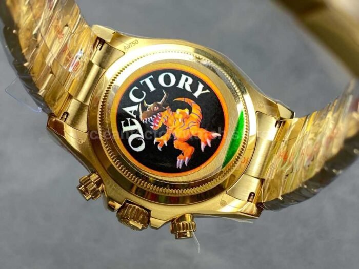 QF Factory CounterWeight Rolex Daytona 126508 0002 40mm Full Yellow Gold Champagne Eye Black Dial 9 Super Clone Watch,Clean Factory Watch
