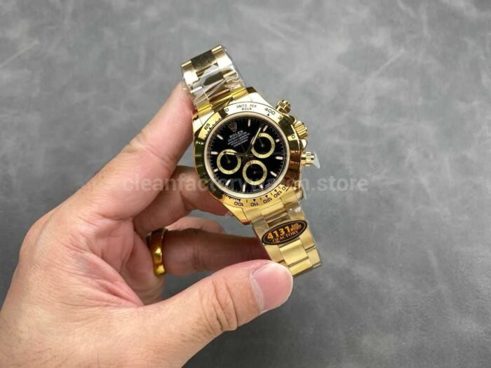 QF Factory CounterWeight Rolex Daytona 126508 0004 40mm Full Yellow Gold Black Dial 4 Super Clone Watch,Clean Factory Watch