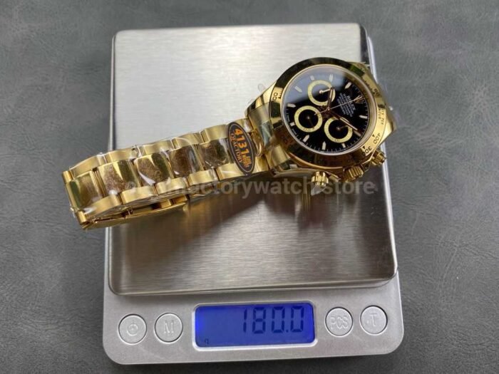 QF Factory CounterWeight Rolex Daytona 126508 0004 40mm Full Yellow Gold Black Dial 6 Super Clone Watch,Clean Factory Watch