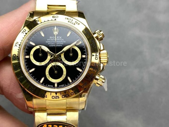 QF Factory CounterWeight Rolex Daytona 126508 0004 40mm Full Yellow Gold Black Dial 7 Super Clone Watch,Clean Factory Watch