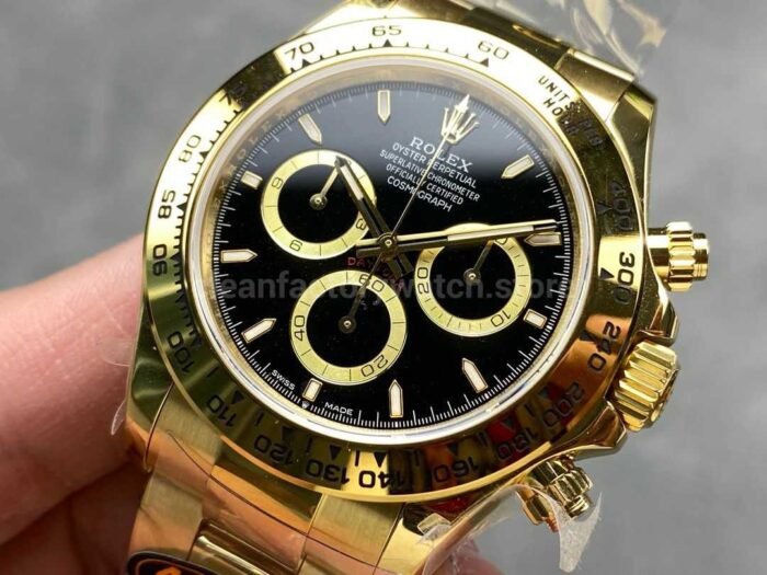 QF Factory CounterWeight Rolex Daytona 126508 0004 40mm Full Yellow Gold Black Dial 8 Super Clone Watch,Clean Factory Watch