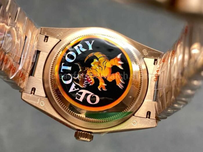 QF Factory Counterweight Rolex Day Date 128235 0051 36mm Full Rose Gold 5 Super Clone Watch,Clean Factory Watch