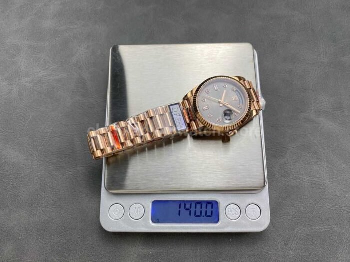 QF Factory Counterweight Rolex Day Date 128235 0051 36mm Full Rose Gold Di 1 Super Clone Watch,Clean Factory Watch