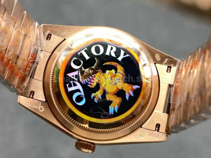QF Factory Counterweight Rolex Day Date 128235 36mm Full Rose Gold Grey Dial 6 Super Clone Watch,Clean Factory Watch