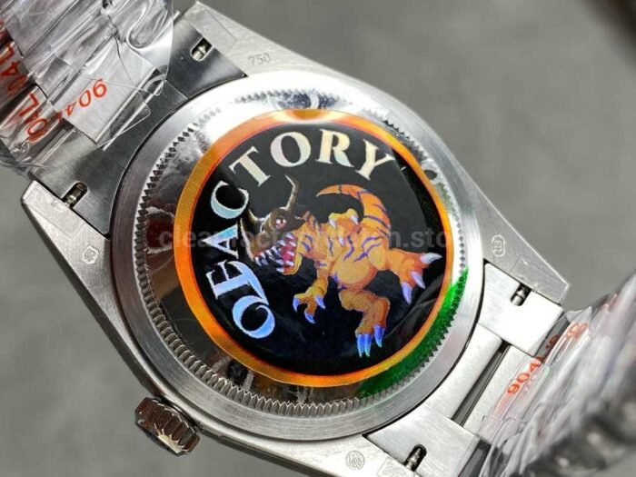 QF Factory Counterweight Rolex Day Date 128236 0009 36mm Full 904L Baguette Diamond Ic 3 Super Clone Watch,Clean Factory Watch