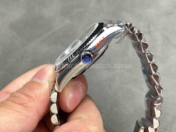 QF Factory Counterweight Rolex Day Date 128236 0009 36mm Full 904L Baguette Diamond Ic 4 Super Clone Watch,Clean Factory Watch