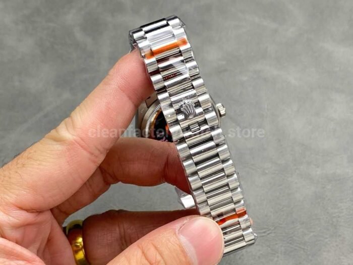 QF Factory Counterweight Rolex Day Date 128236 0009 36mm Full 904L Baguette Diamond Ic 5 Super Clone Watch,Clean Factory Watch