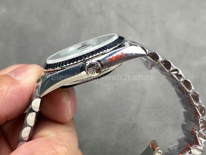 QF Factory Counterweight Rolex Day Date 128236 0018 36mm Full 904L Roman Numerals Ice Bl 3 Super Clone Watch,Clean Factory Watch