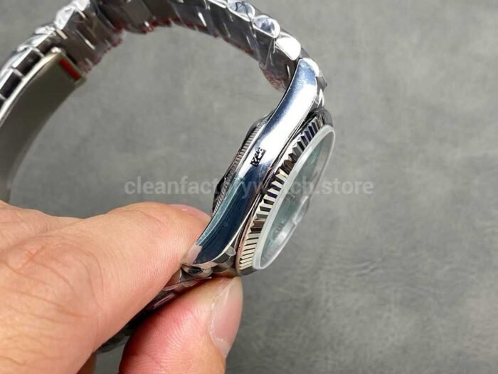 QF Factory Counterweight Rolex Day Date 128236 0018 36mm Full 904L Roman Numerals Ice Blue 1 Super Clone Watch,Clean Factory Watch
