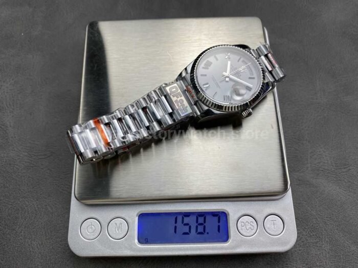 QF Factory Counterweight Rolex Day-Date 128239-0059 36mm Full 904L Roman Numerals White Dial - Image 9