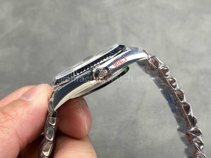 QF Factory Counterweight Rolex Day Date 128239 0069 36mm Full 904L Baguette Diamond Blue D 4 Super Clone Watch,Clean Factory Watch