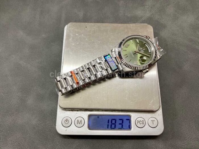 QF Factory Counterweight Rolex Day Date 228239 0033 40mm Full White Gold Roman Numera 4 Super Clone Watch,Clean Factory Watch
