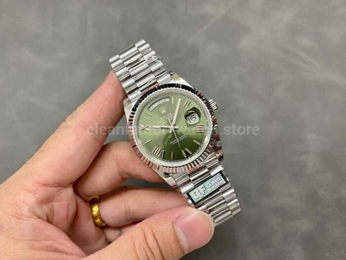 QF Factory Counterweight Rolex Day Date 228239 0033 40mm Full White Gold Roman Numera 9 Super Clone Watch,Clean Factory Watch