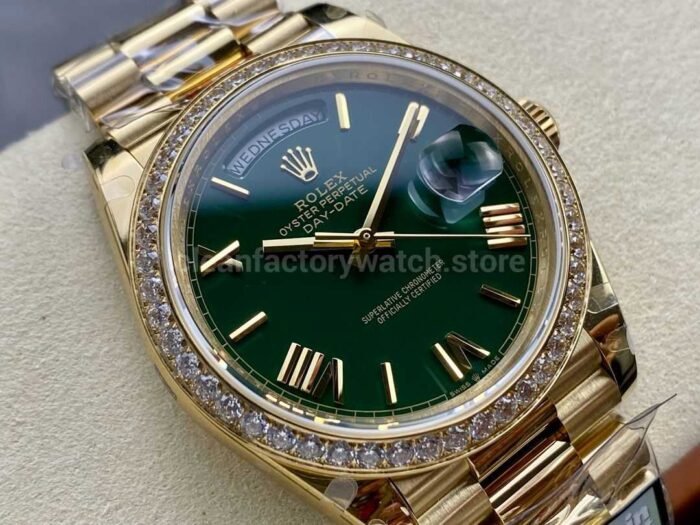 QF Factory Counterweight Rolex Day Date 228348RBR 0045 40mm Diamond Bezel F 6 Super Clone Watch,Clean Factory Watch