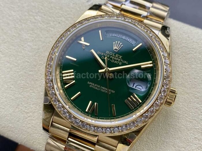 QF Factory Counterweight Rolex Day Date 228348RBR 0045 40mm Diamond Bezel Ful 1 Super Clone Watch,Clean Factory Watch