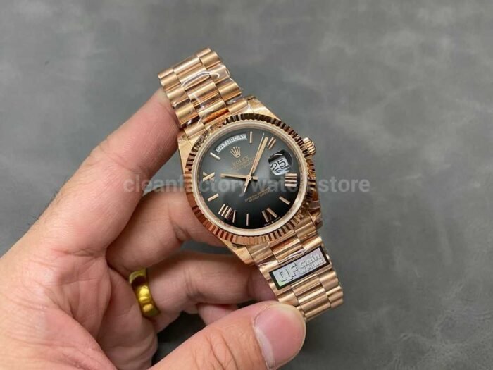 QF Factory Counterweight Rolex Day-Date 238235-0055 40mm Full Rose Gold Roman Number Black Dial - Image 4