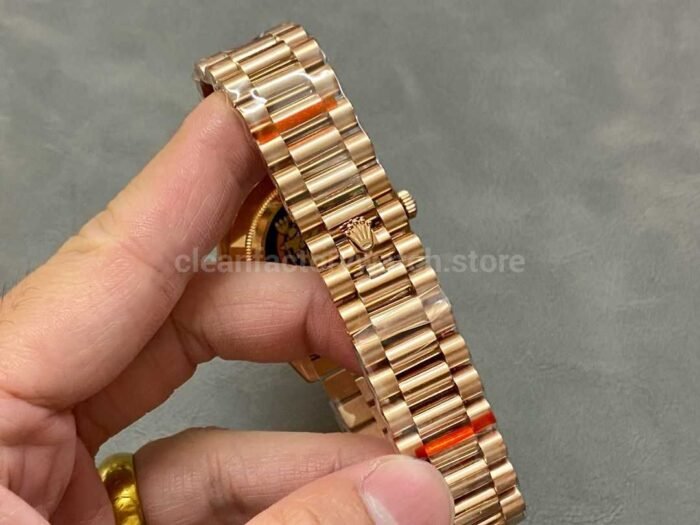 QF Factory Counterweight Rolex Day Date 40 228235 0003 40mm Full Rose Gold Baguette Diamon 6 Super Clone Watch,Clean Factory Watch