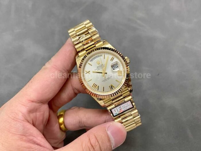 QF Factory Counterweight Rolex Day Date 40 228238 0002 40mm Full Yellow Gold Roman Number Super Clone Watch,Clean Factory Watch