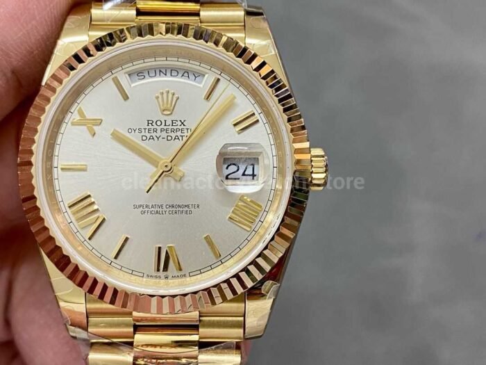 QF Factory Counterweight Rolex Day Date 40 228238 0002 40mm Full Yellow Gold Roman Number 6 Super Clone Watch,Clean Factory Watch
