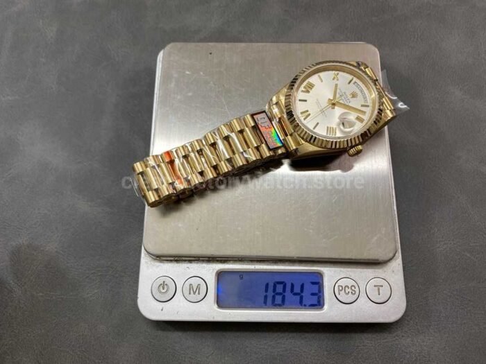 QF Factory Counterweight Rolex Day Date 40 228238 0002 40mm Full Yellow Gold Roman Number 9 Super Clone Watch,Clean Factory Watch