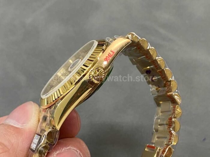 QF Factory Counterweight Rolex Day Date 40 228238 0005 40mm Full Yellow Gold Baguet 5 Super Clone Watch,Clean Factory Watch