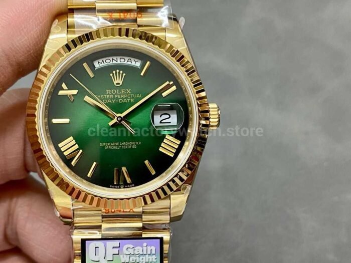 QF Factory Counterweight Rolex Day Date 40 228238 0061 40mm Full Yellow Gold Roman Numb Super Clone Watch,Clean Factory Watch