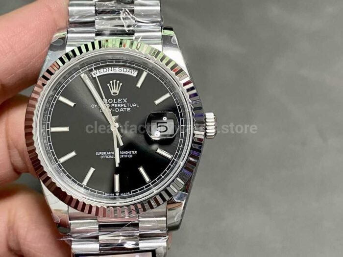 QF Factory Counterweight Rolex Day Date 40 228239 0004 40mm Full White Gold Black Dial 6 Super Clone Watch,Clean Factory Watch