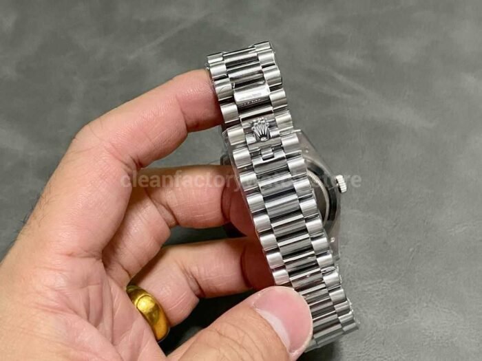 QF Factory Counterweight Rolex Day Date 40 228239 0004 40mm Full White Gold Black Dial 9 Super Clone Watch,Clean Factory Watch