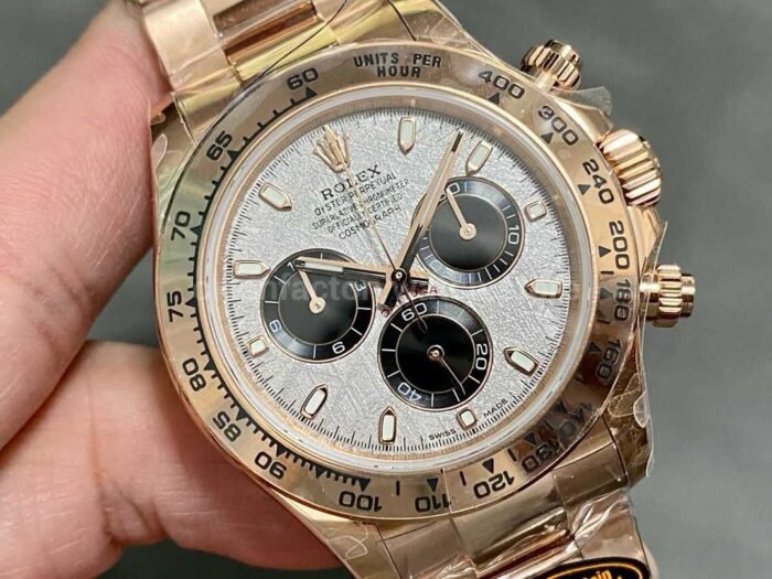 QF Factory Counterweight Rolex Daytona 116505 0014 40mm Full Rose Gold Meteorite Cosmograph S 4 Super Clone Watch,Clean Factory Watch