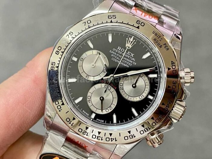 QF Factory Counterweight Rolex Daytona 126509 0001 40mm Full White Gold Black Dial 3 Super Clone Watch,Clean Factory Watch