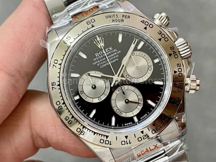 QF Factory Counterweight Rolex Daytona 126509 0001 40mm Full White Gold Black Dial 5 Super Clone Watch,Clean Factory Watch