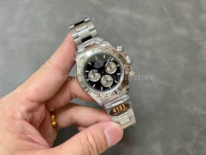 QF Factory Counterweight Rolex Daytona 126509 0001 40mm Full White Gold Black Dial 7 Super Clone Watch,Clean Factory Watch