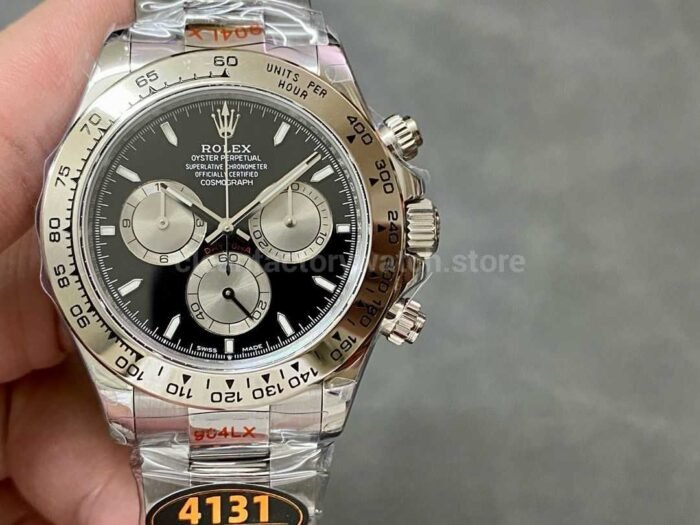 QF Factory Counterweight Rolex Daytona 126509 0001 40mm Full White Gold Black Dial 9 Super Clone Watch,Clean Factory Watch