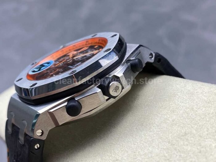 TK Factory Audemars Piguet Royal Oak Offshore Chronograph Volcano 26170ST.OO.D101CR.01 42mm Steel Leather Strap Orange Arabic Numerals Black Dial - Image 6
