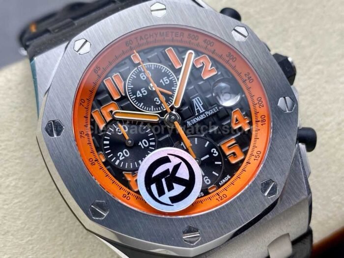 TK Factory Audemars Piguet Royal Oak Offshore Chronograph Volcano 26170ST.OO.D101CR.01 42mm Steel Leather Strap Orange Arabic Numerals Black Dial - Image 2