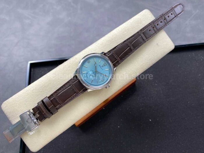TW Factory Rolex 1908 M52506-0002 39mm Platinum Leather Strap Arabic Numerals Ice Blue Dial - Image 4