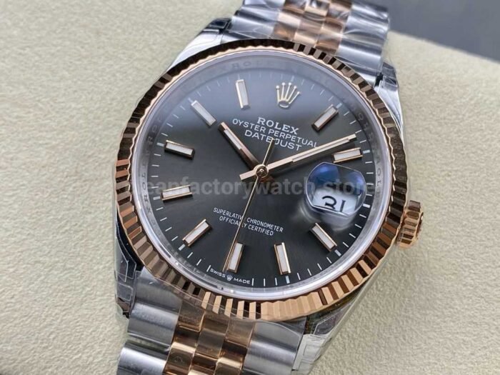 VS Factory Rolex Datejust 126231-0013 36mm Half Rose Gold Grey Dial Jubilee - Image 3
