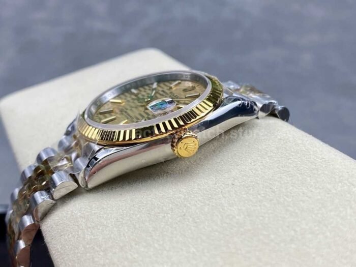 VS Factory Rolex Datejust 126233 0039 36mm Half Yellow Gold Fluted Motif Champagne Dial Jubilee 7 Super Clone Watch,Clean Factory Watch