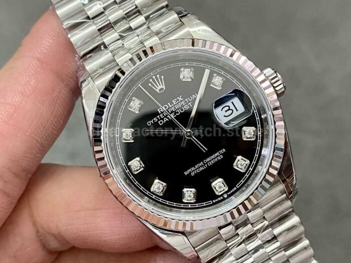 VS Factory Rolex Datejust 126234 0027 36mm Full 904L Diamond Black Dial Jubilee 1 Super Clone Watch,Clean Factory Watch