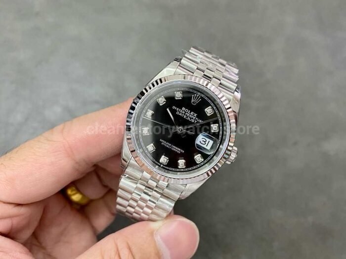 VS Factory Rolex Datejust 126234 0027 36mm Full 904L Diamond Black Dial Jubilee 7 Super Clone Watch,Clean Factory Watch