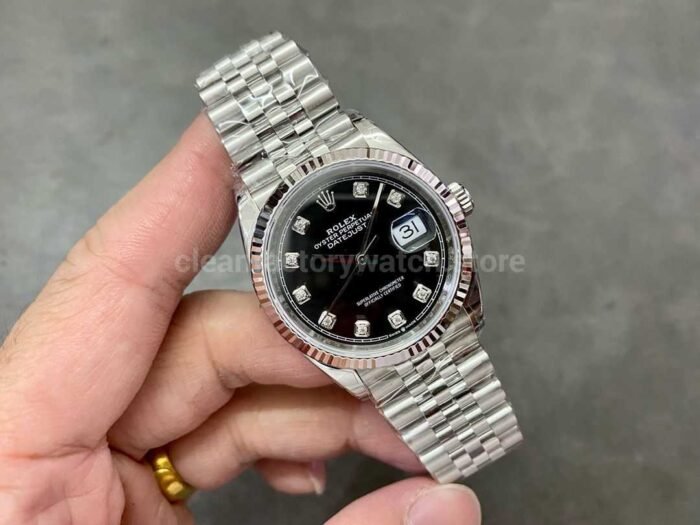 VS Factory Rolex Datejust 126234 0027 36mm Full 904L Diamond Black Dial Jubilee 8 Super Clone Watch,Clean Factory Watch