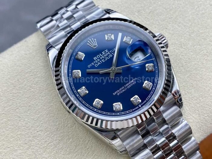 VS Factory Rolex Datejust 126234 0037 36mm Full 904L Diamond Blue Dial Jubilee 8 Super Clone Watch,Clean Factory Watch