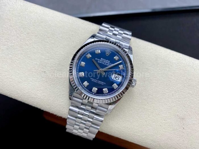 VS Factory Rolex Datejust 126234 0037 36mm Full 904L Diamond Blue Dial Jubilee 9 Super Clone Watch,Clean Factory Watch