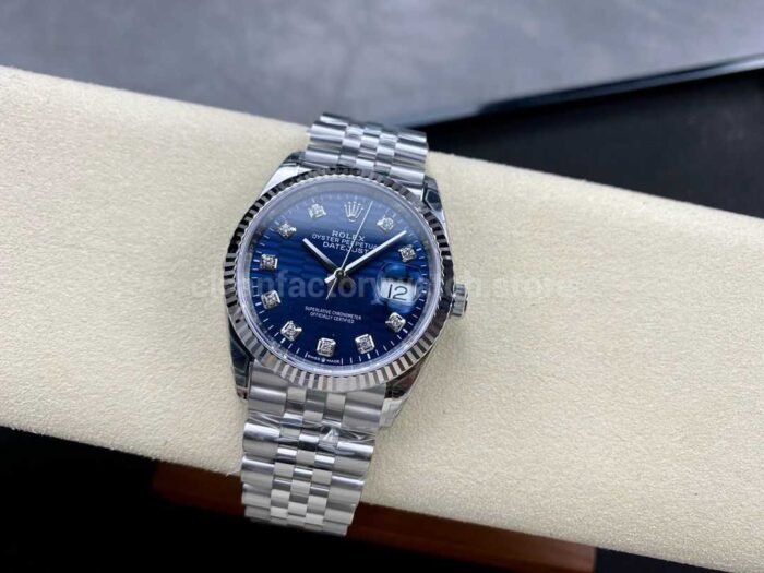 VS Factory Rolex Datejust 126234-0057 36mm Full 904L Diamond Fluted Motif Blue Dial Jubilee - Image 4