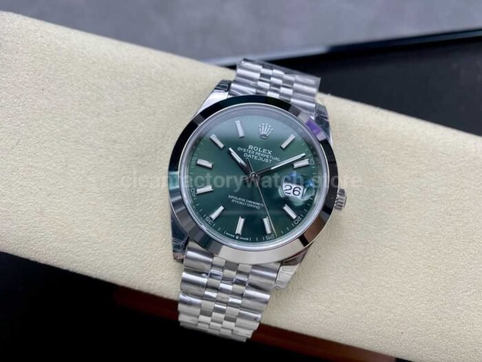 VS Factory Rolex Datejust 126300 0020 41mm Smooth Bezel Full 904L Mint Green Dial Jubilee 5 Super Clone Watch,Clean Factory Watch