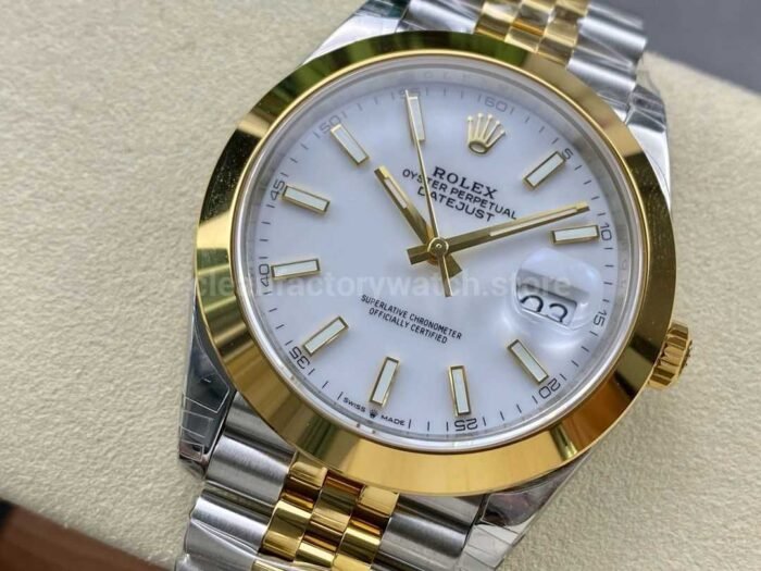 VS Factory Rolex Datejust 126303-0016 41mm Gold Smooth Bezel Half Yellow Gold White Dial Rolex Datejust - Image 3