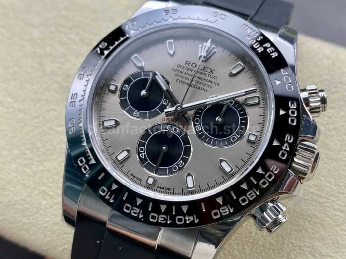VS Factory Rolex Daytona 116519LN 0027 40MM White Gold Rubber Strap Grey Dial 6 Super Clone Watch,Clean Factory Watch