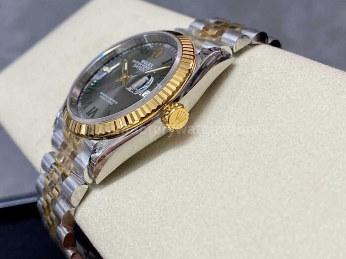 VS Factory Rolex Wimbledon Datejust 126233 0035 36mm Half Yellow Gold Roman Number Grey Dial J 5 Super Clone Watch,Clean Factory Watch